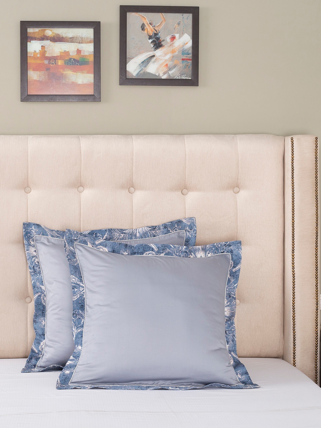 

MASPAR Blue Set of 2 Solid 145 GSM Cotton Pillow Covers