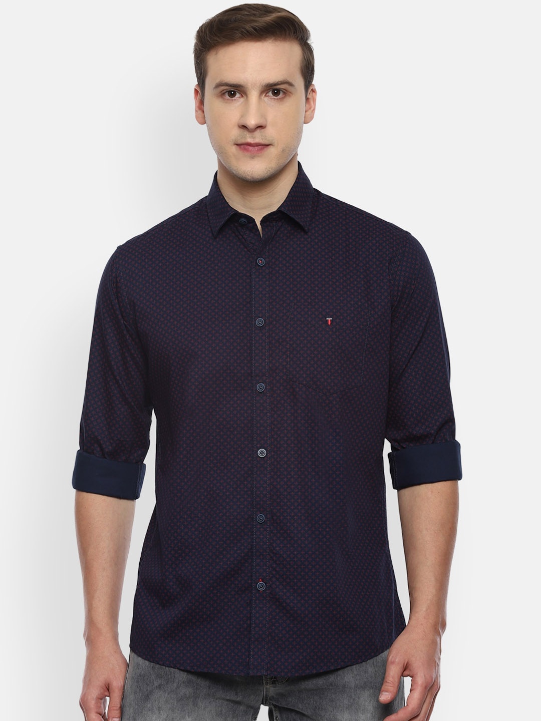 

Louis Philippe Sport Men Navy Blue Slim Fit Opaque Printed Casual Shirt