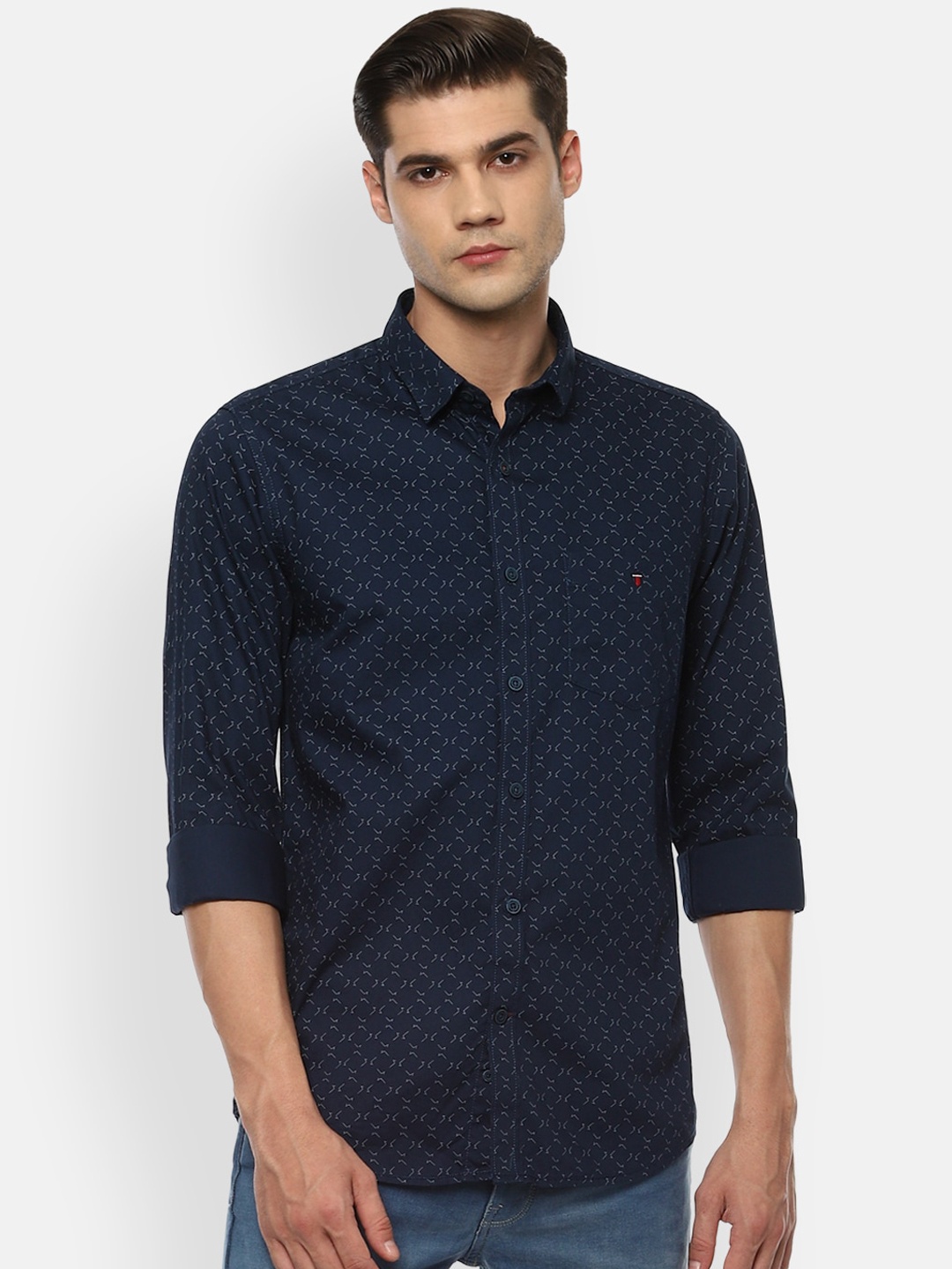 

Louis Philippe Sport Men Navy Blue Slim Fit Opaque Printed Casual Shirt