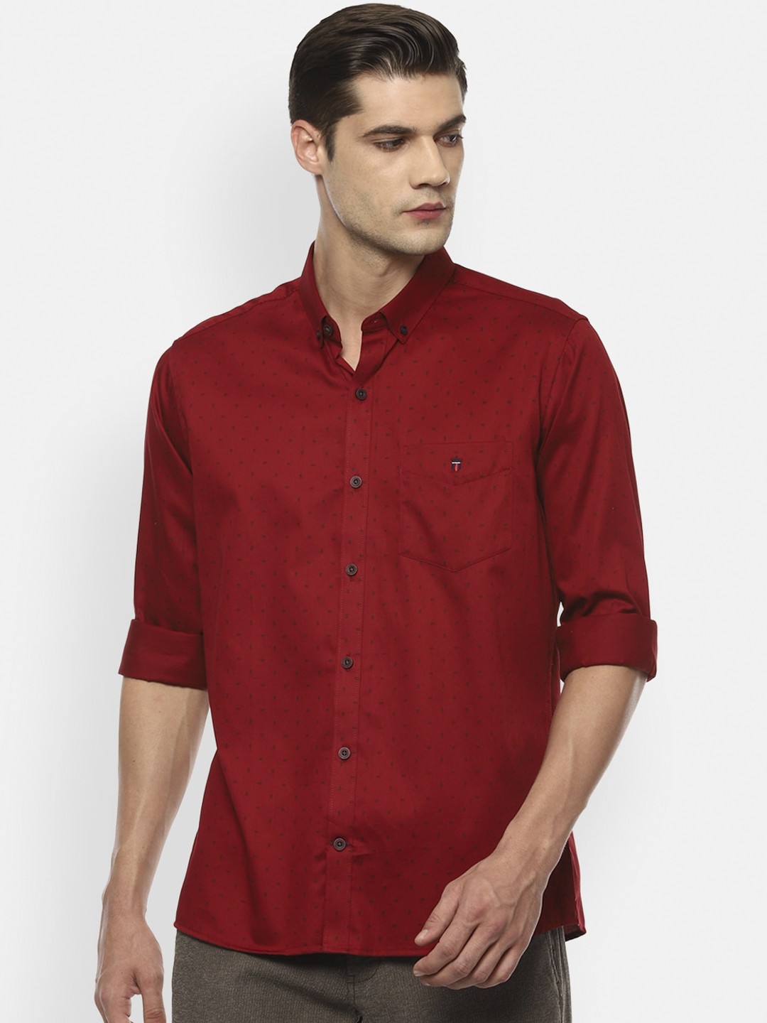 

Louis Philippe Sport Men Maroon Slim Fit Opaque Printed Casual Shirt