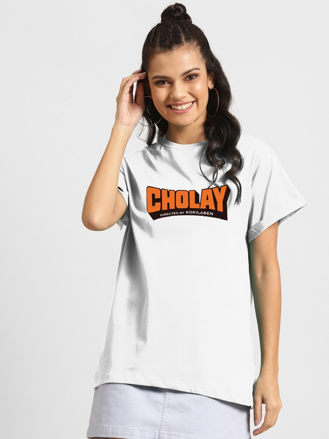 

Bewakoof Women White Cholay Boyfriend Printed T-Shirt