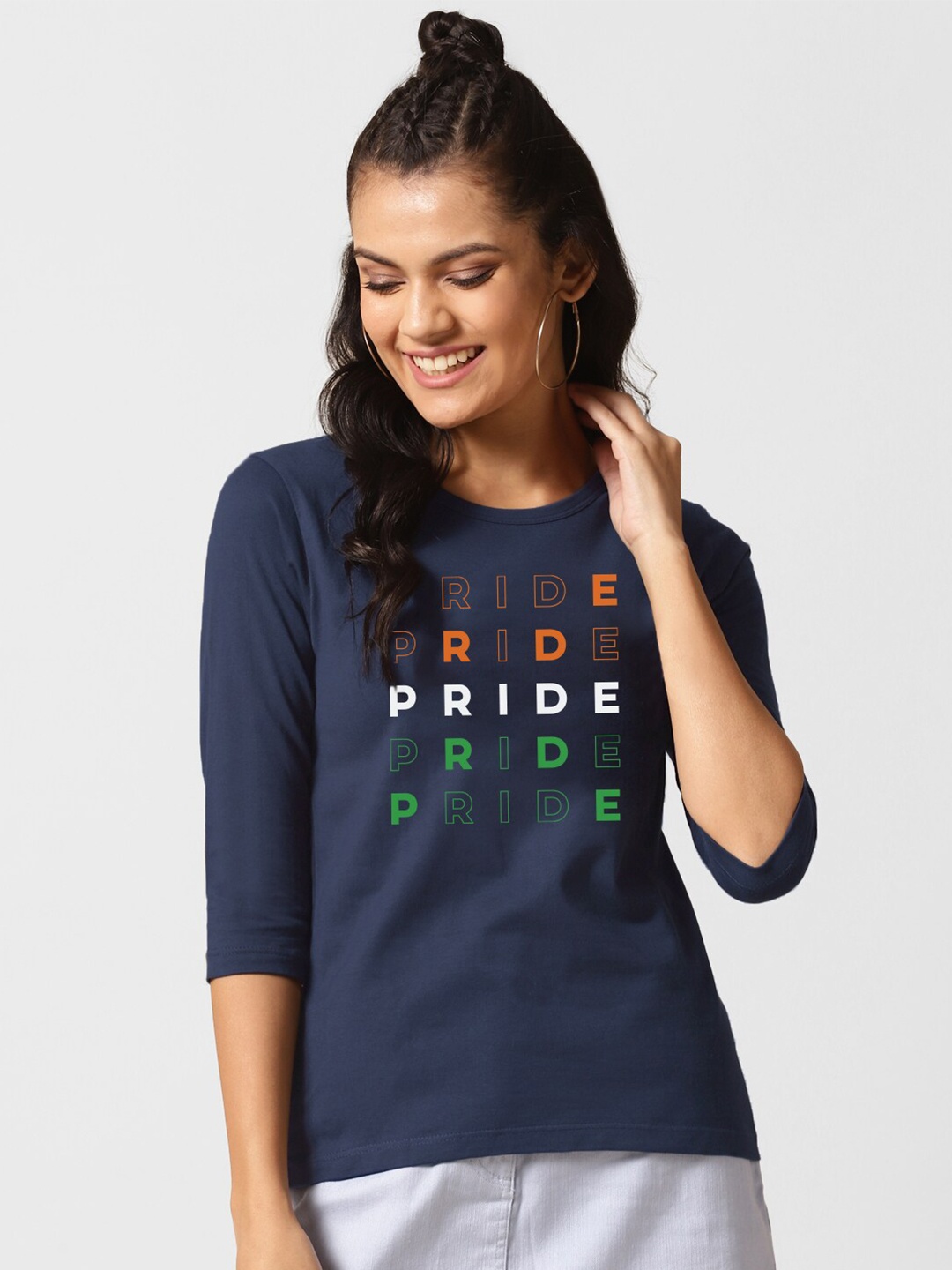 

Bewakoof Women Navy Blue Pride India Printed T-shirt