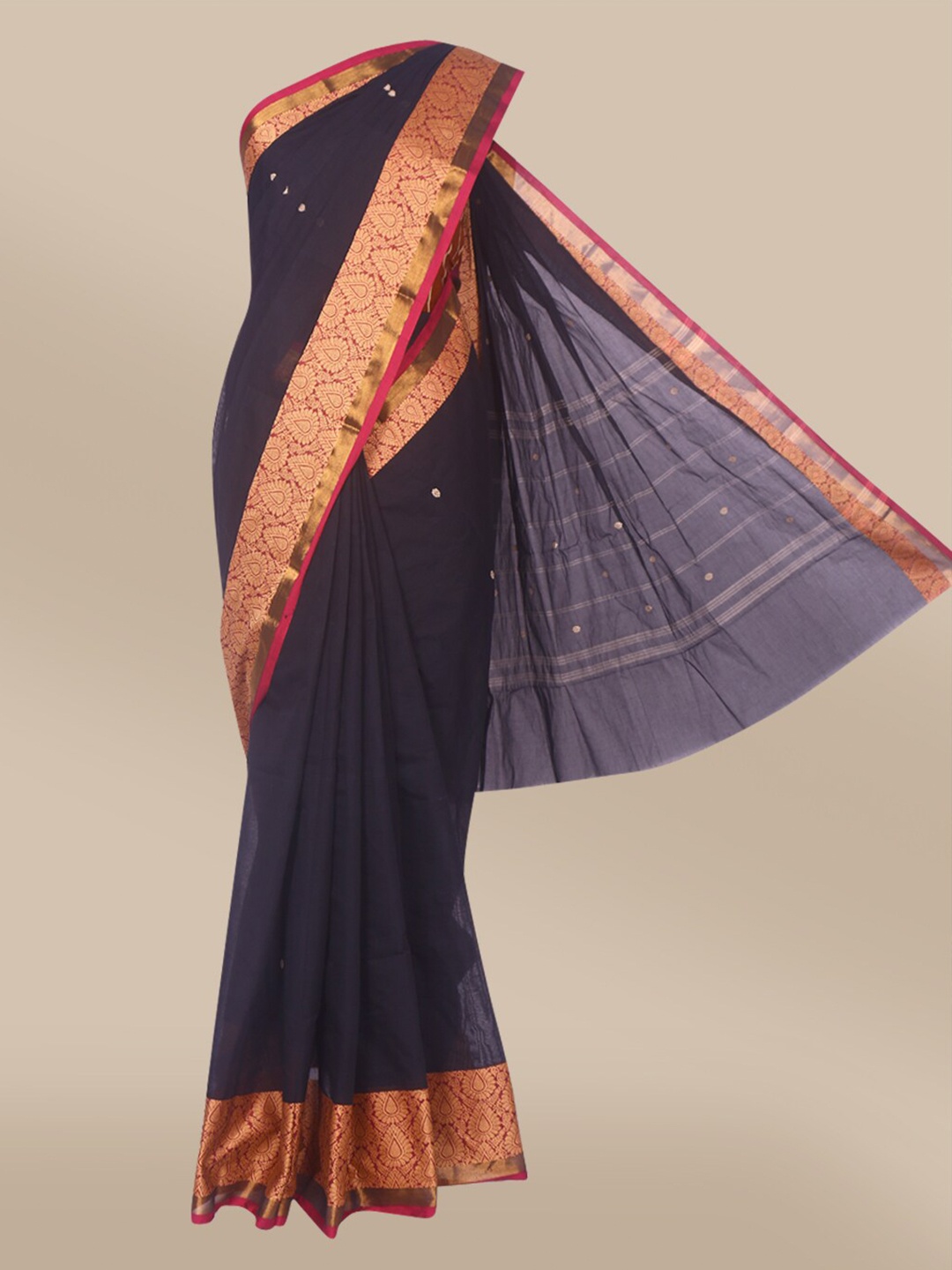 

The Chennai Silks Black Woven Design Chettinad Cotton Saree