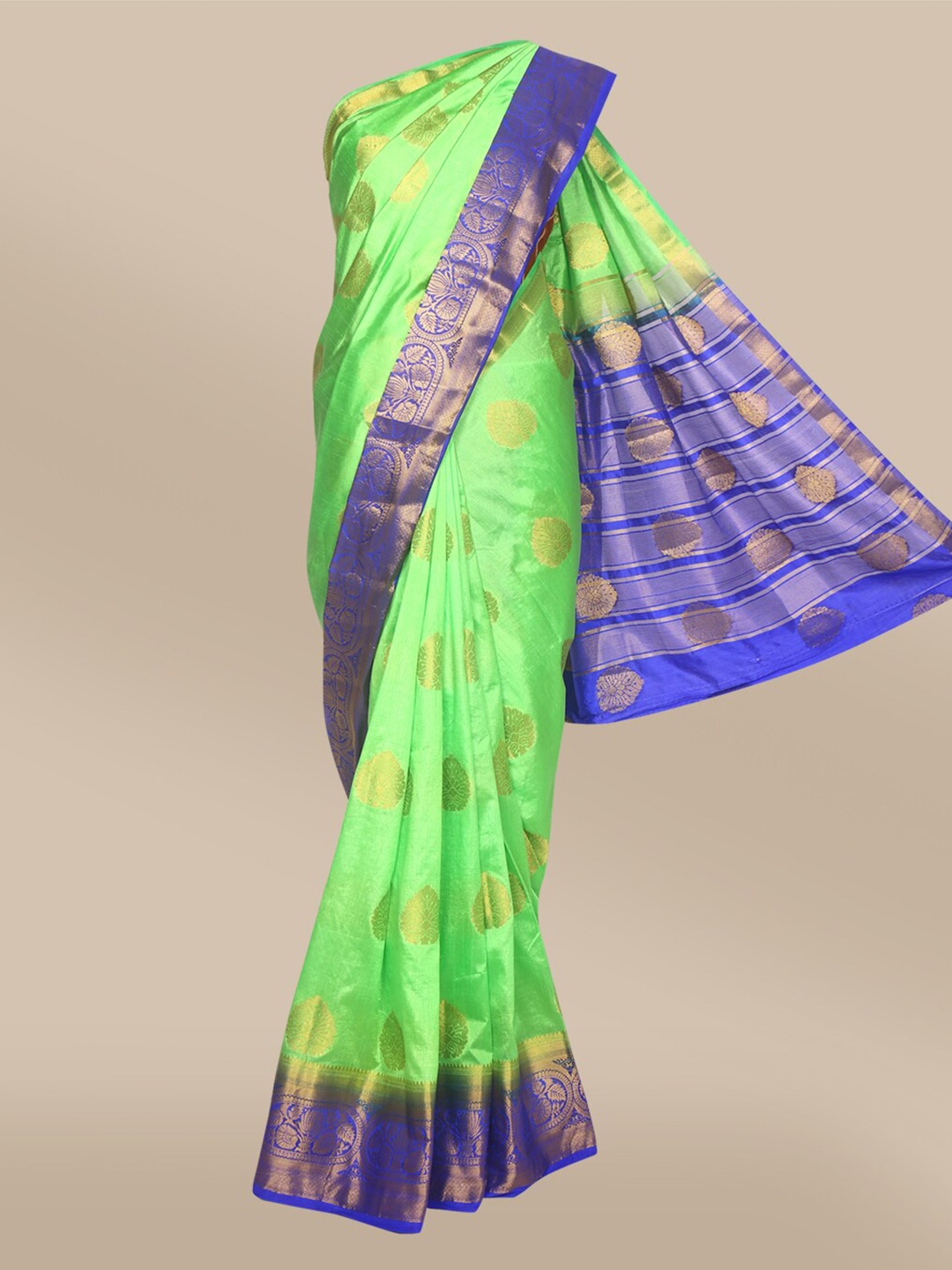 

The Chennai Silks Women Green & Blue Woven Design Taffeta Saree