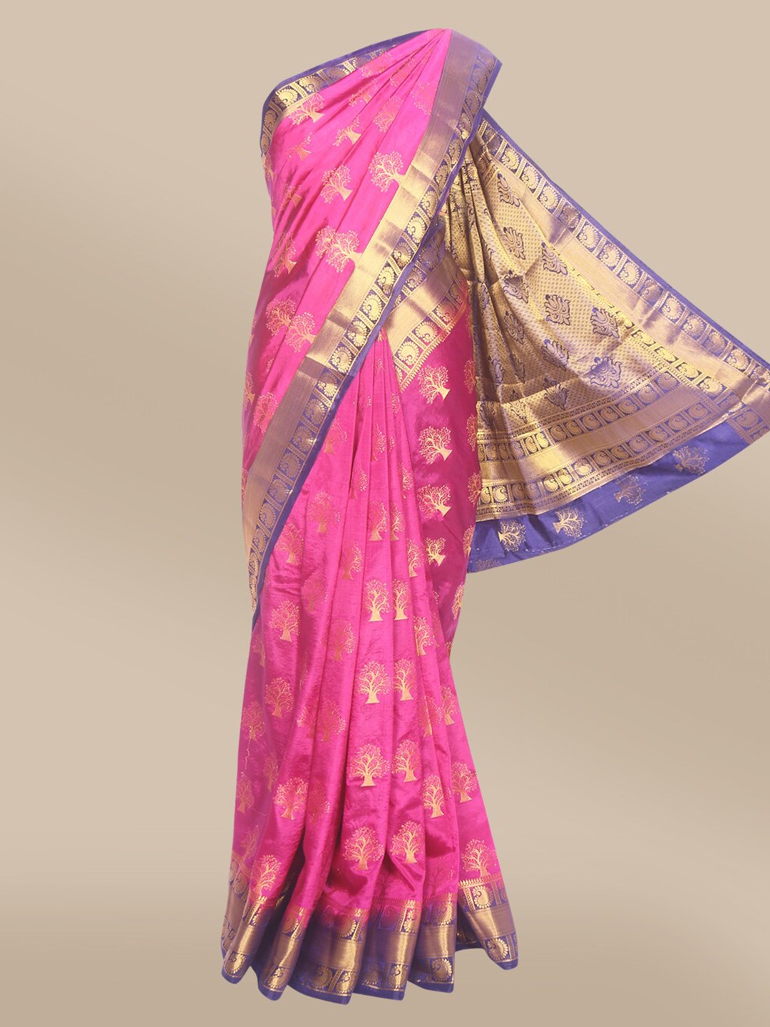 

The Chennai Silks Magenta & Violet Ethnic Motifs Saree