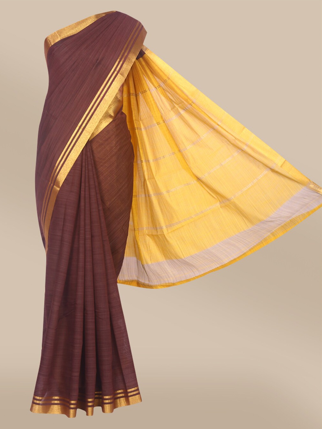

The Chennai Silks Brown & Gold Zari Saree