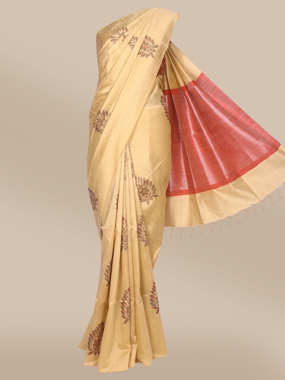 

The Chennai Silks Women Beige Ethnic Motifs Woven Design Dupion Saree