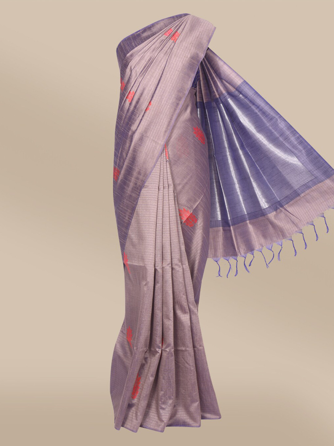 

The Chennai Silks Grey & Orange Woven Design Banarasi Saree