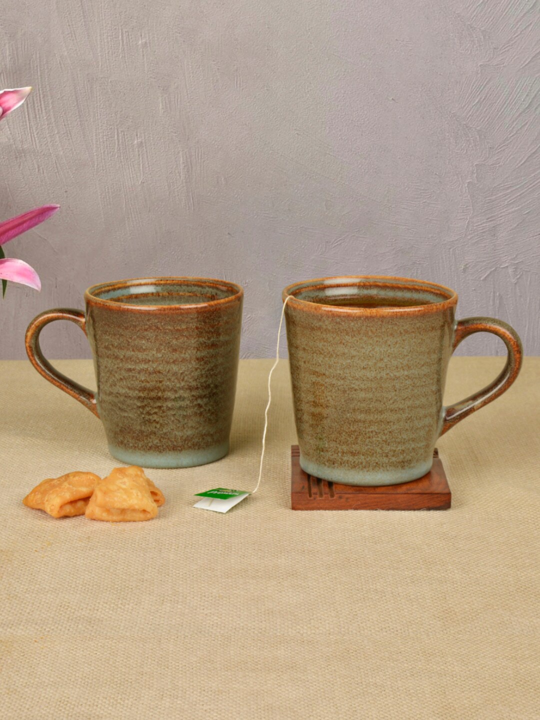 

StyleMyWay Set Of 2 Blue Printed Ceramic Coffee Mugs