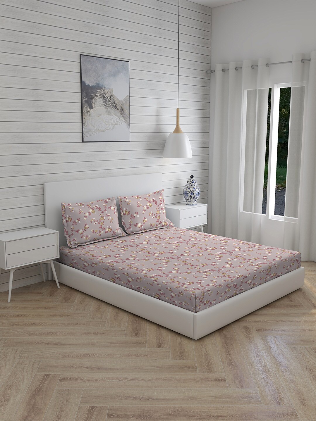 

Boutique Living India 160 TC Grey Printed Double Bedsheet with 2 Pillow Covers