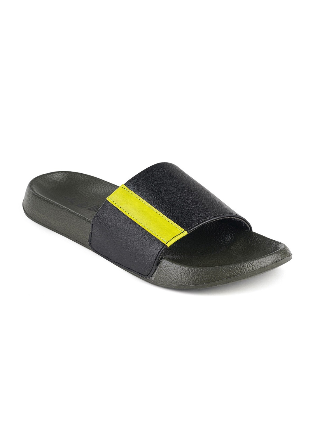 

REFOAM Men Black & Yellow Colourblocked Sliders