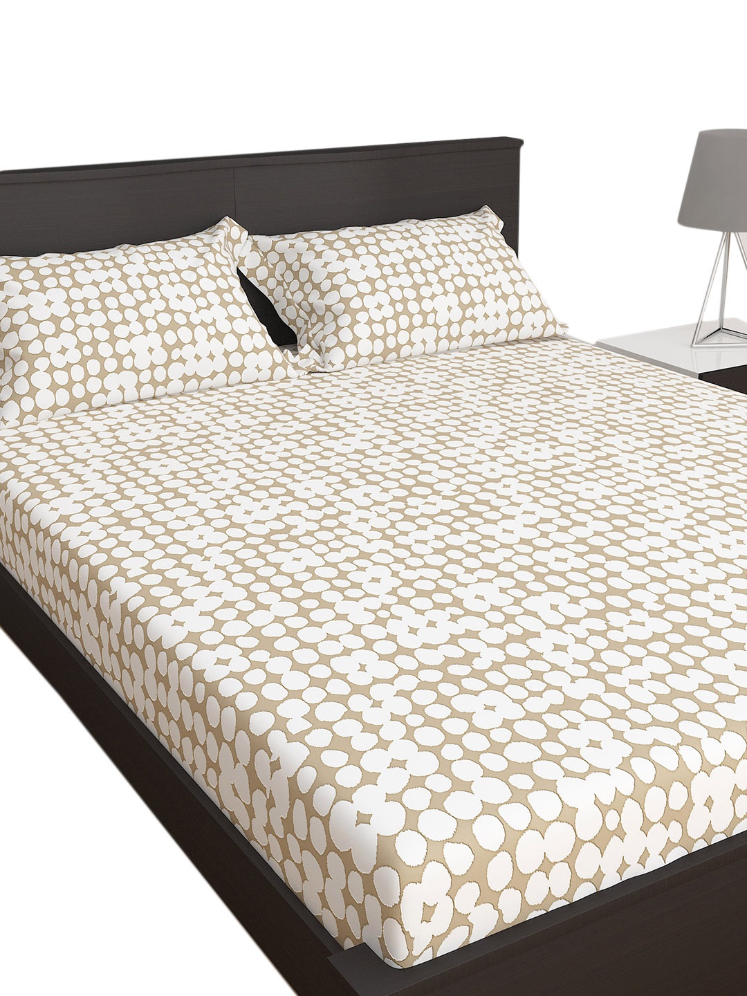 

Home Centre Elements Multicolour 150 TC Pure Cotton King Bedsheet With 2 Pillow Covers, White
