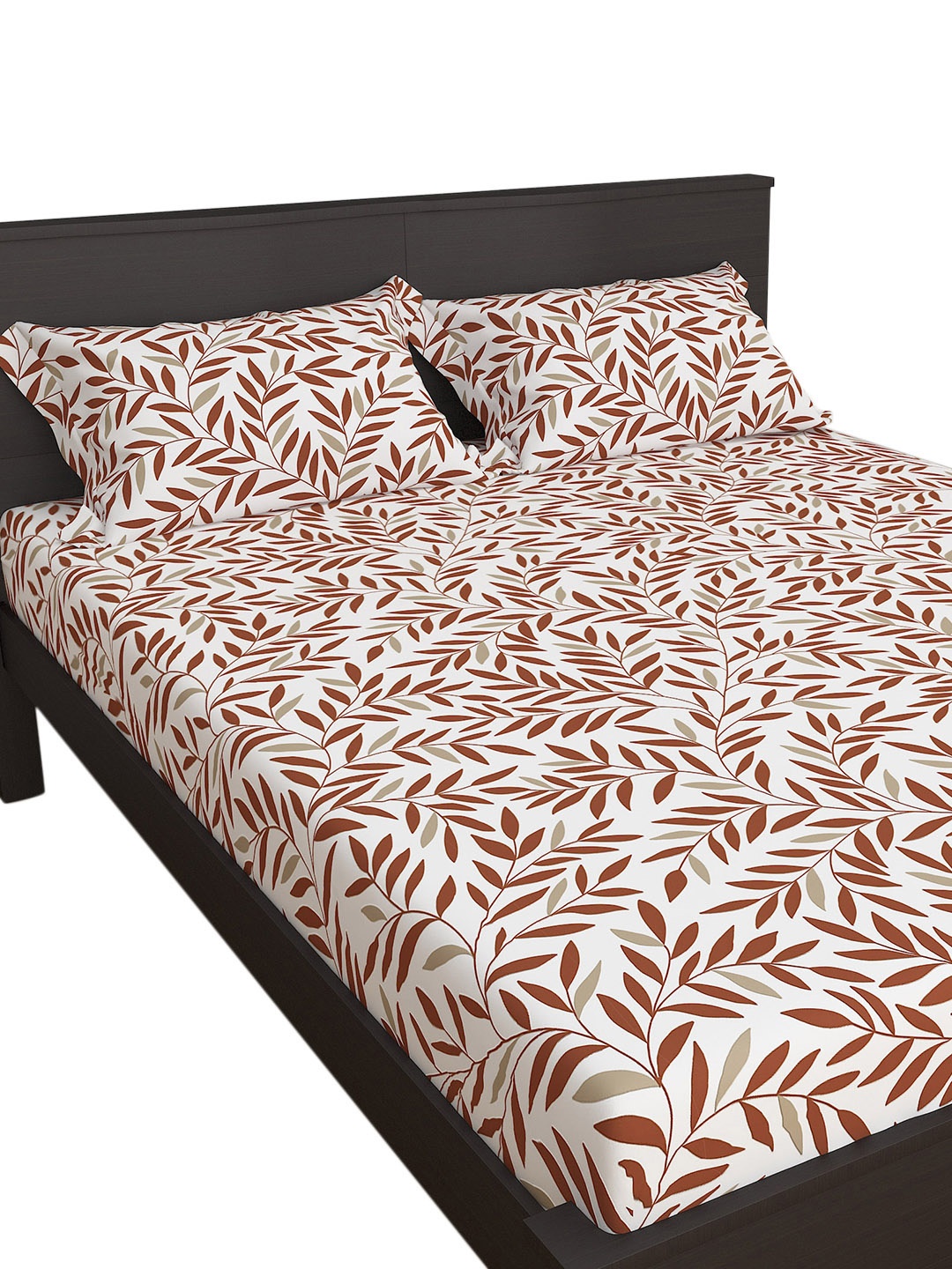 

Home Centre Floral 150 TC King Bedsheet with 2 Pillow Covers, White