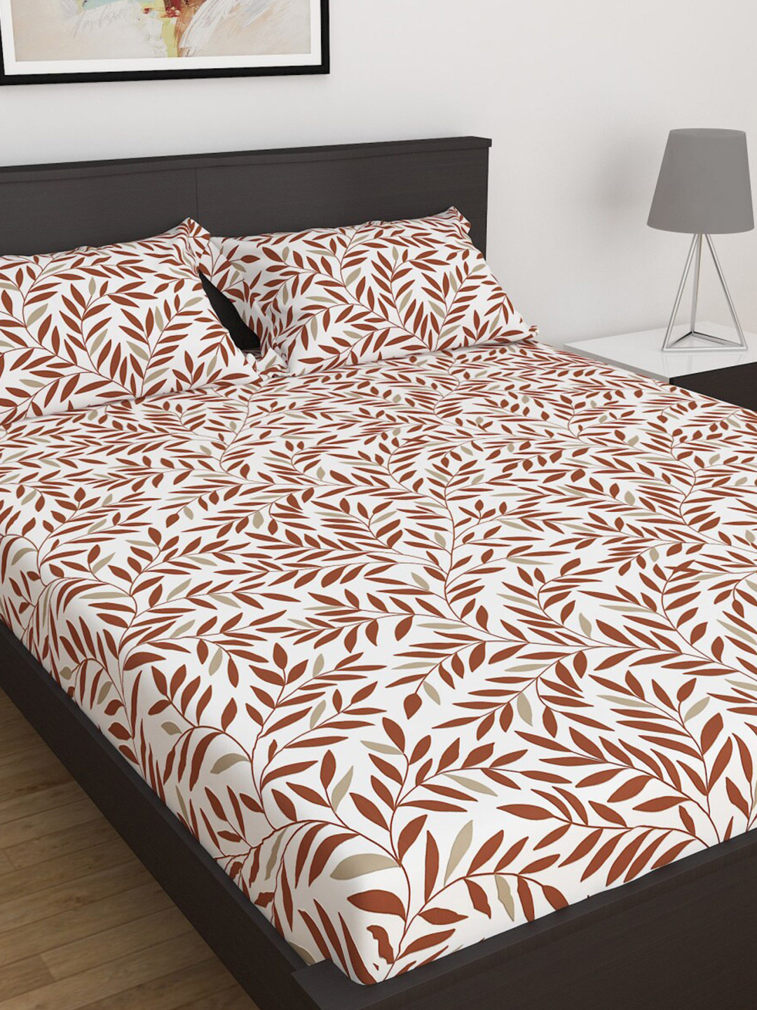 

Home Centre Multicolour Elements Printed 3 Piece Breathable Double Bedsheet Set, White