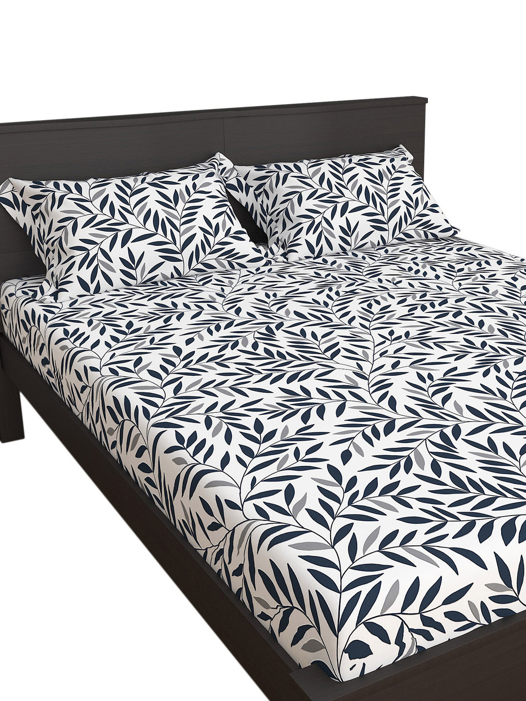 

Home Centre Elements Multicolour Printed Breathable King Fitted Bedsheet Set, Black