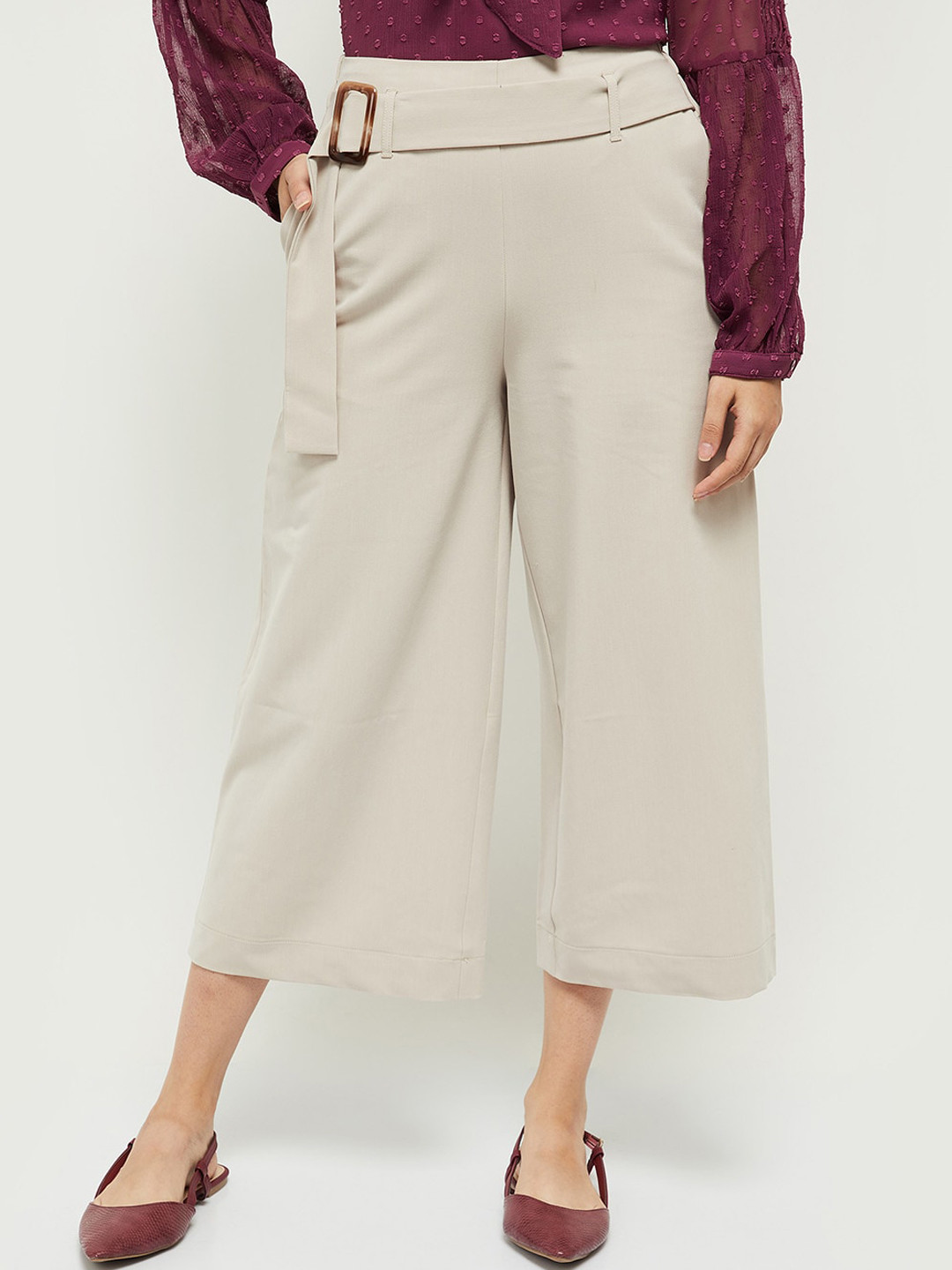 

max Women Beige Culottes Trousers