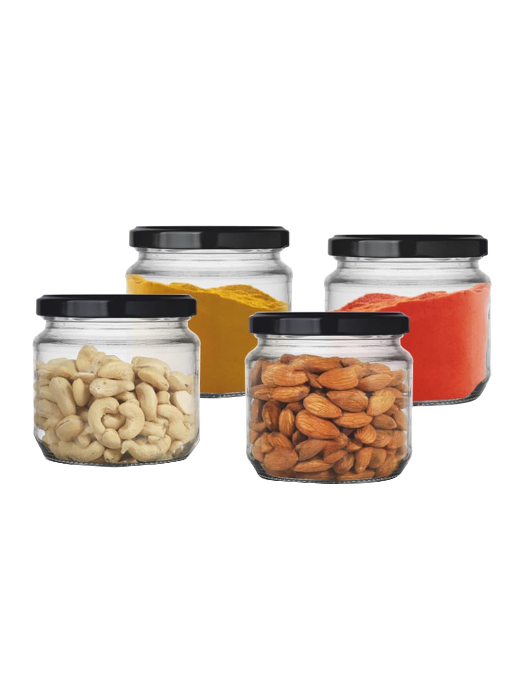 

Home Centre Corsica Essentials Set Of 4 Transparent Glass Storage Jars with Lid - 350 ml