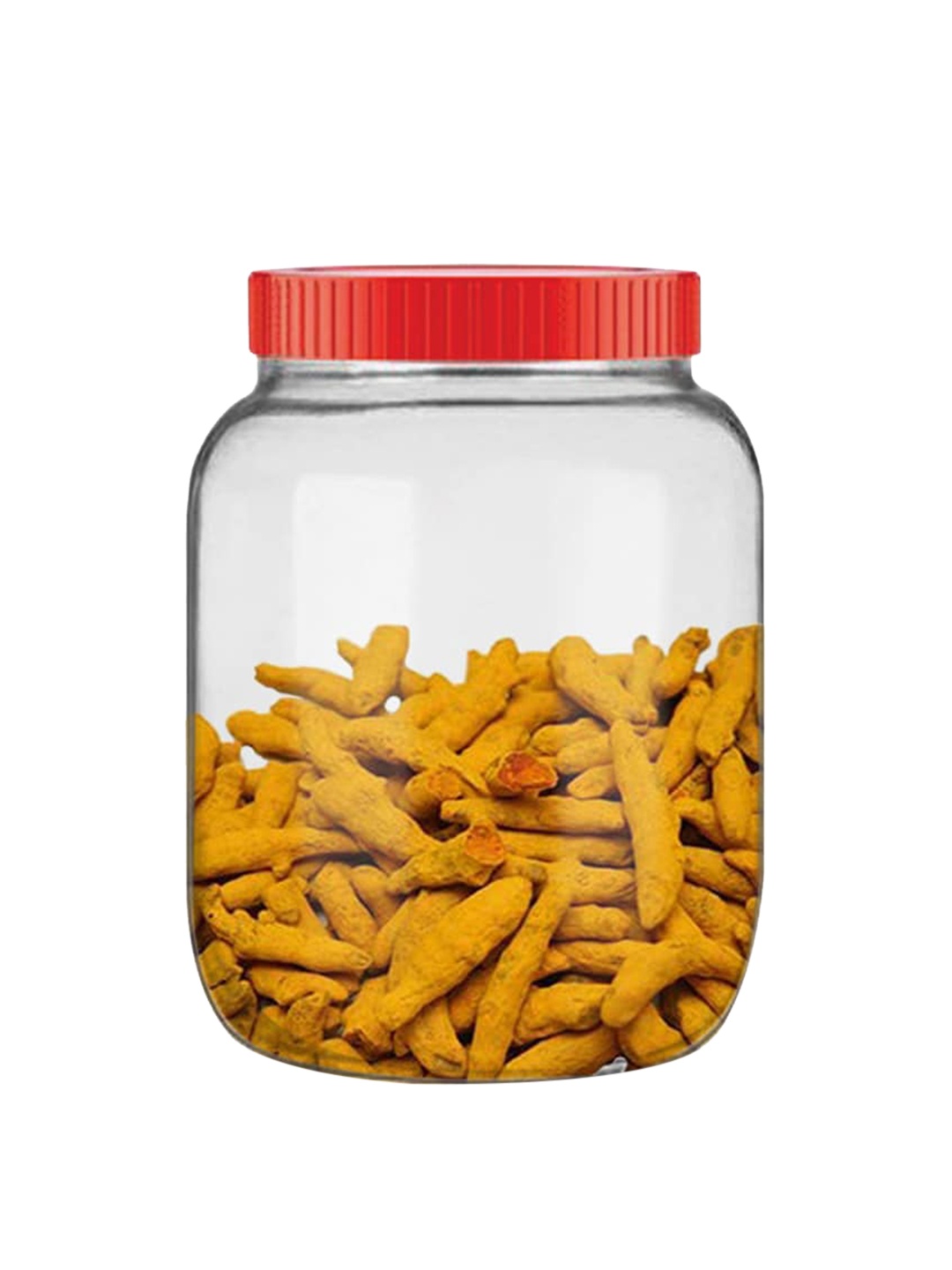 

Home Centre Unisex Transparent & Red Glass Storage Jar 1000 ML