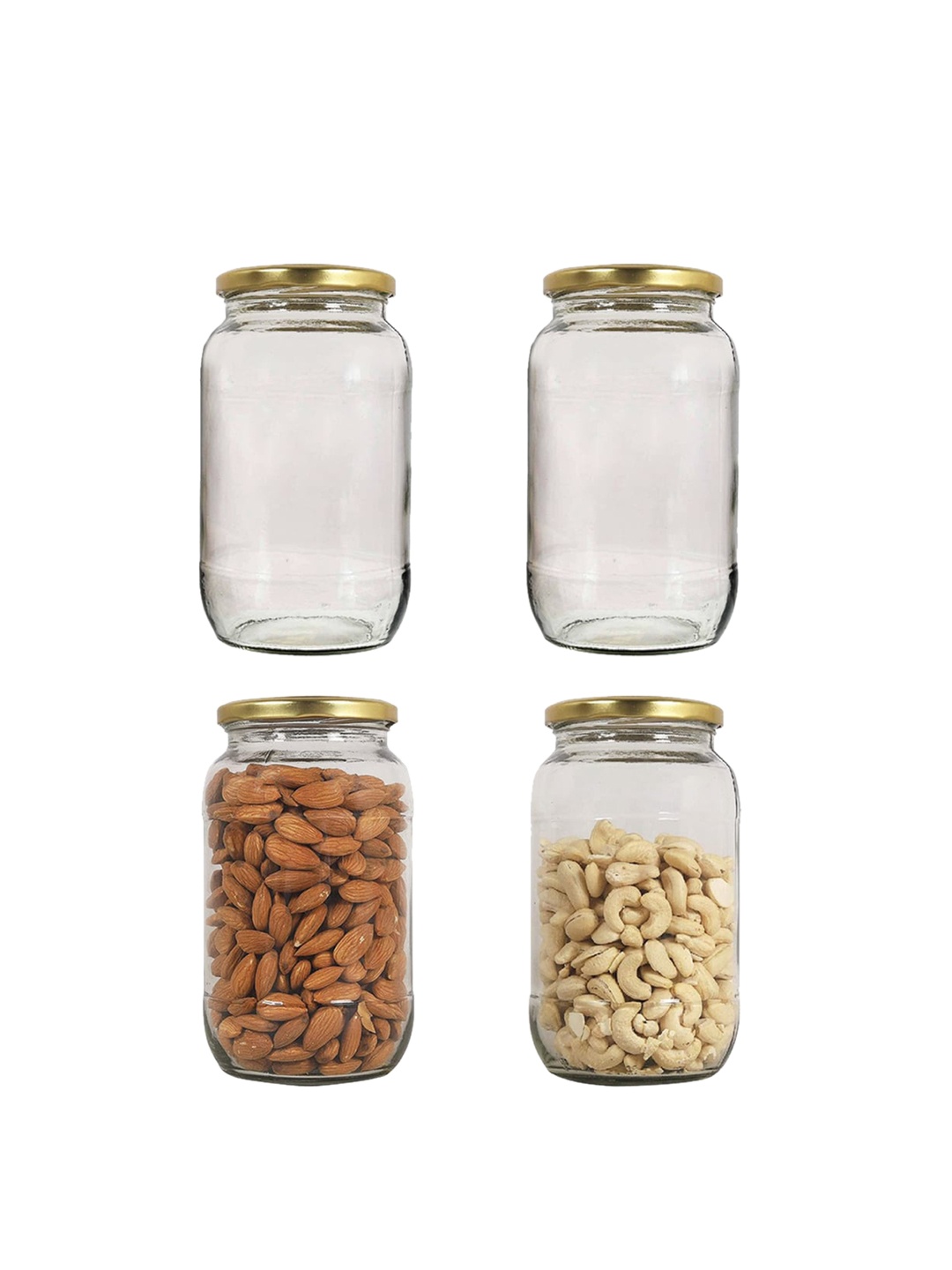 

Home Centre Corsica Essentials Set Of 4 Transparent Glass Storage Jars with Lid - 1000 ml