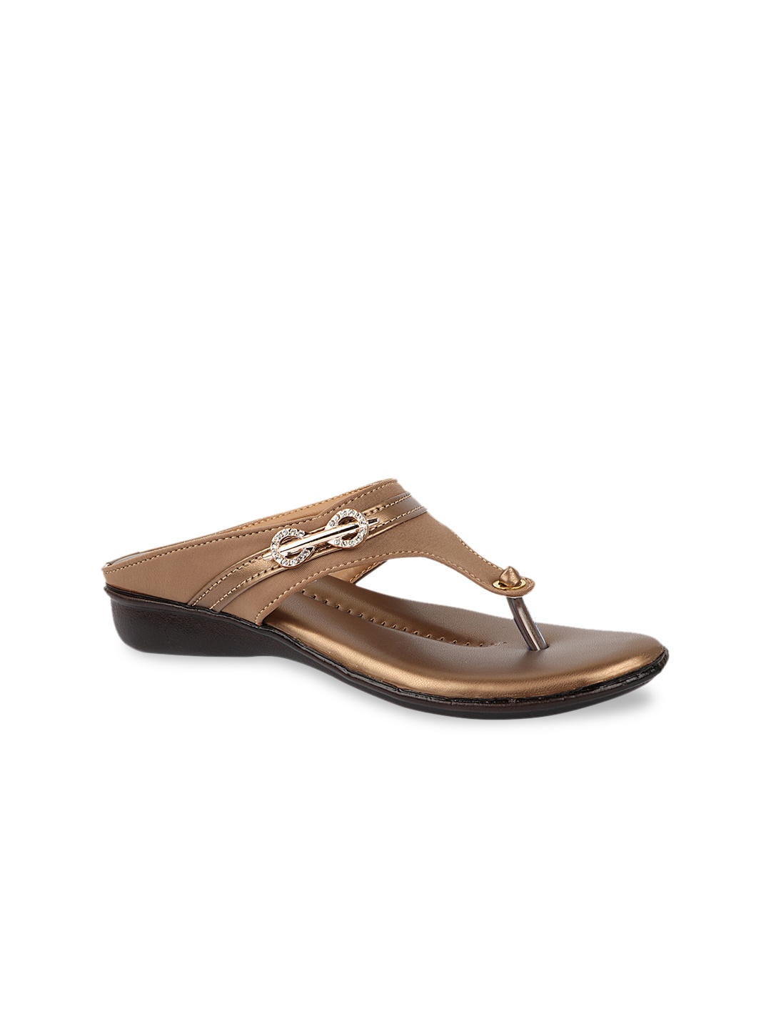 

Shoetopia Women Beige T-Strap Flats