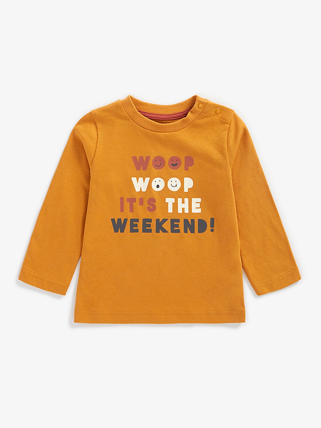

mothercare Infant Boys Mustard Yellow Pure Cotton Typography Printed T-shirt