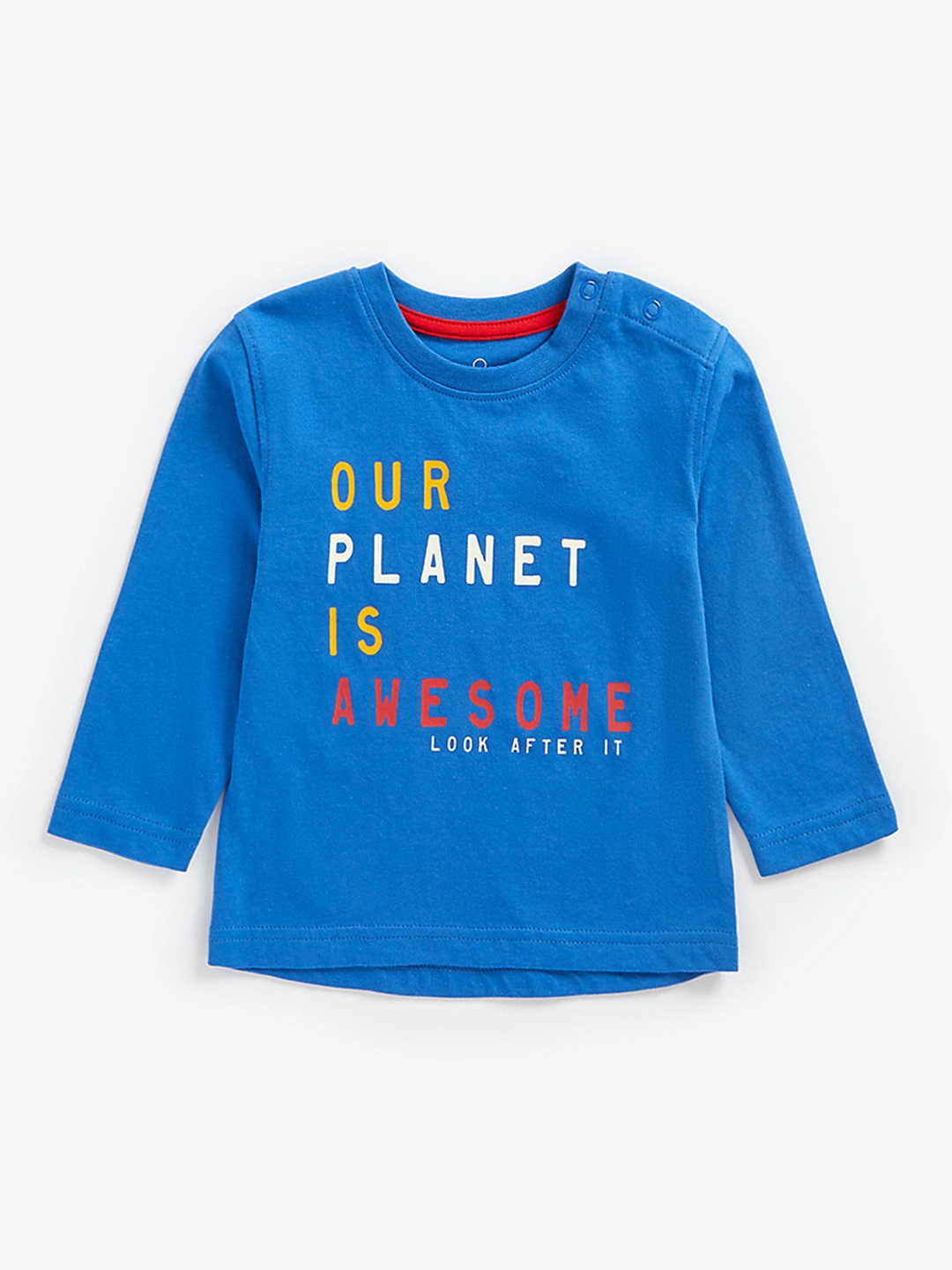 

mothercare Infant Boys Blue Typography Printed Pure Cotton T-shirt