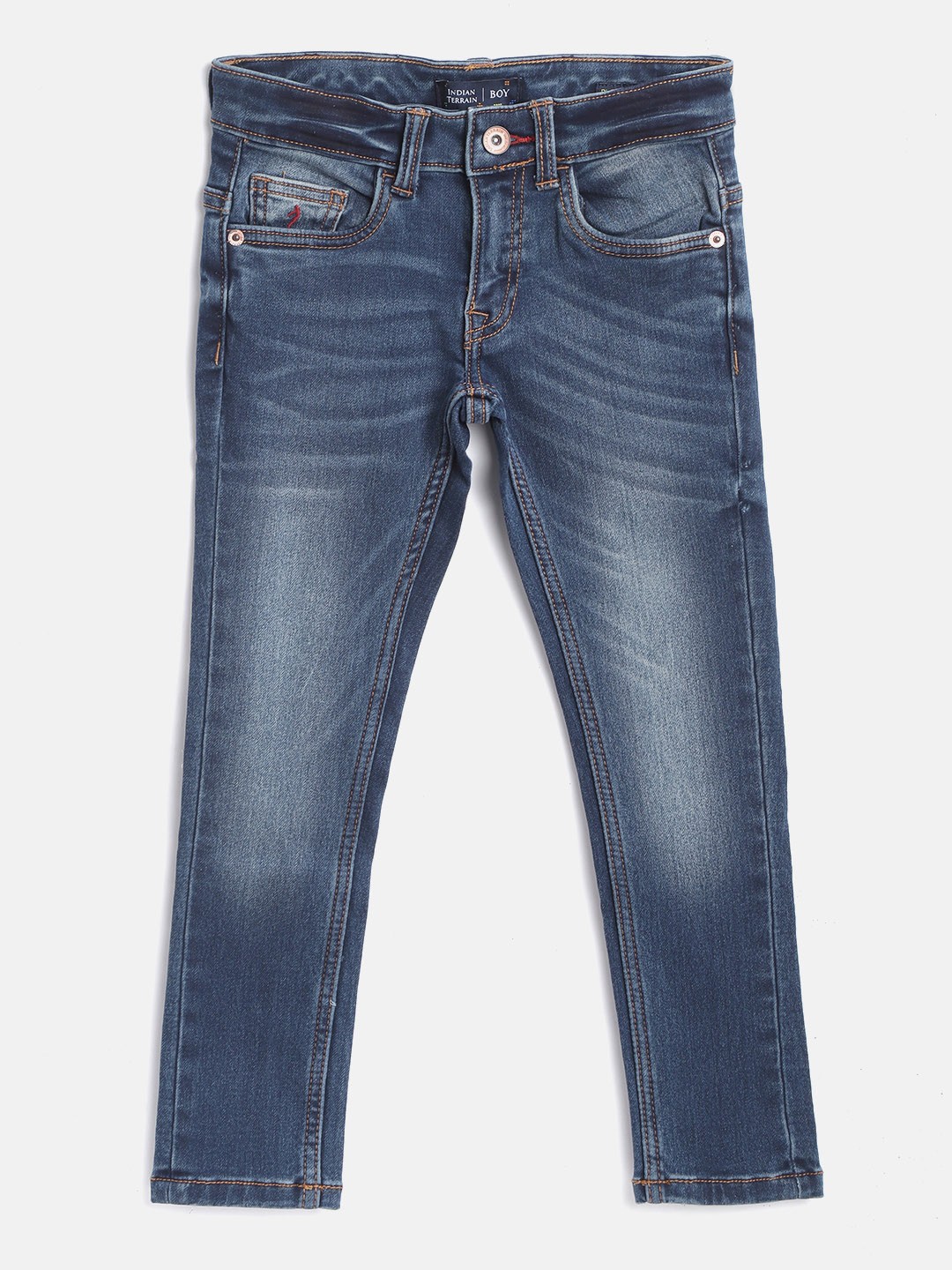 

Indian Terrain Boys Navy Blue Clean Look Light Fade Stretchable Jeans