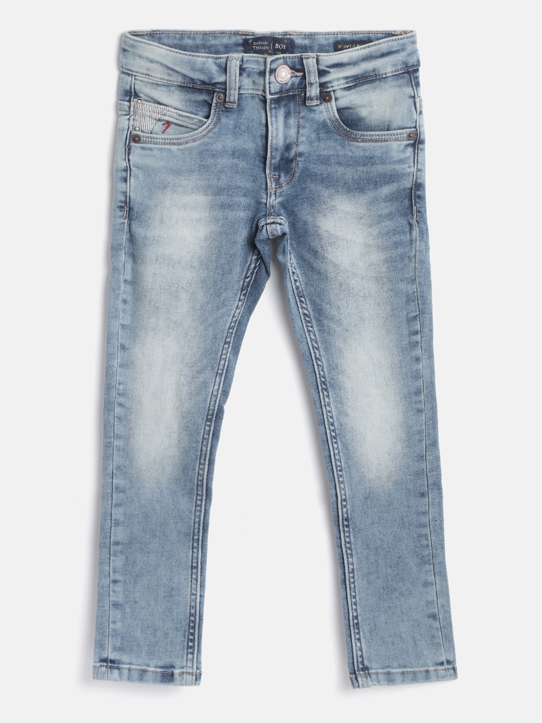 

Indian Terrain Boys Blue Regular Fit Heavy Fade Stretchable Jeans