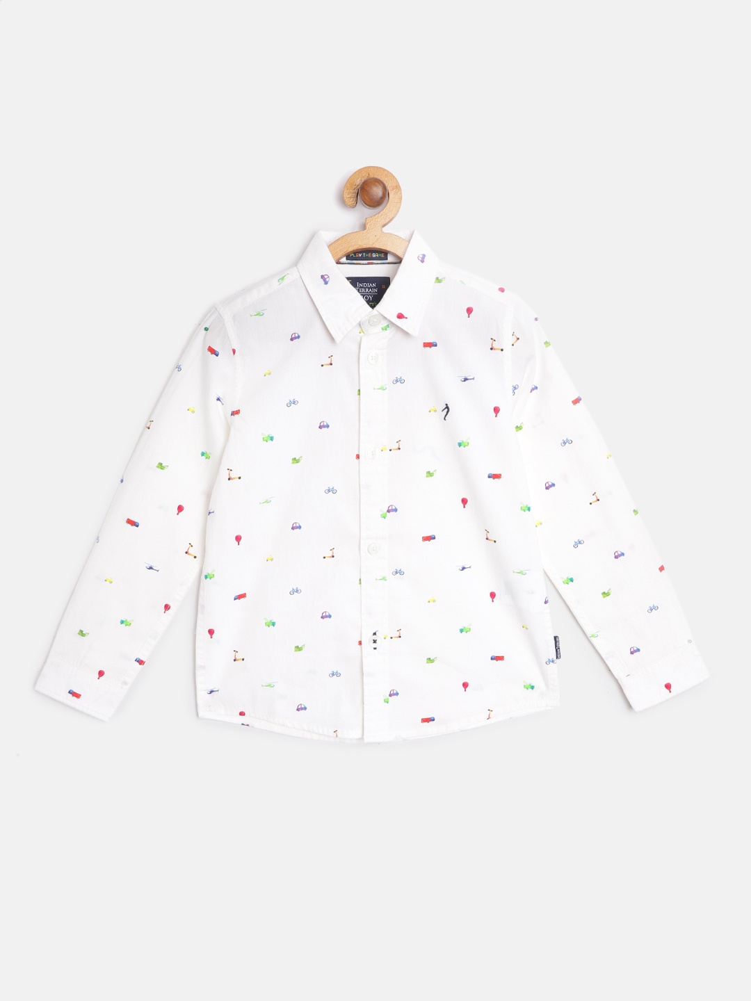 

Indian Terrain Boys White Cotton Printed Casual Shirt