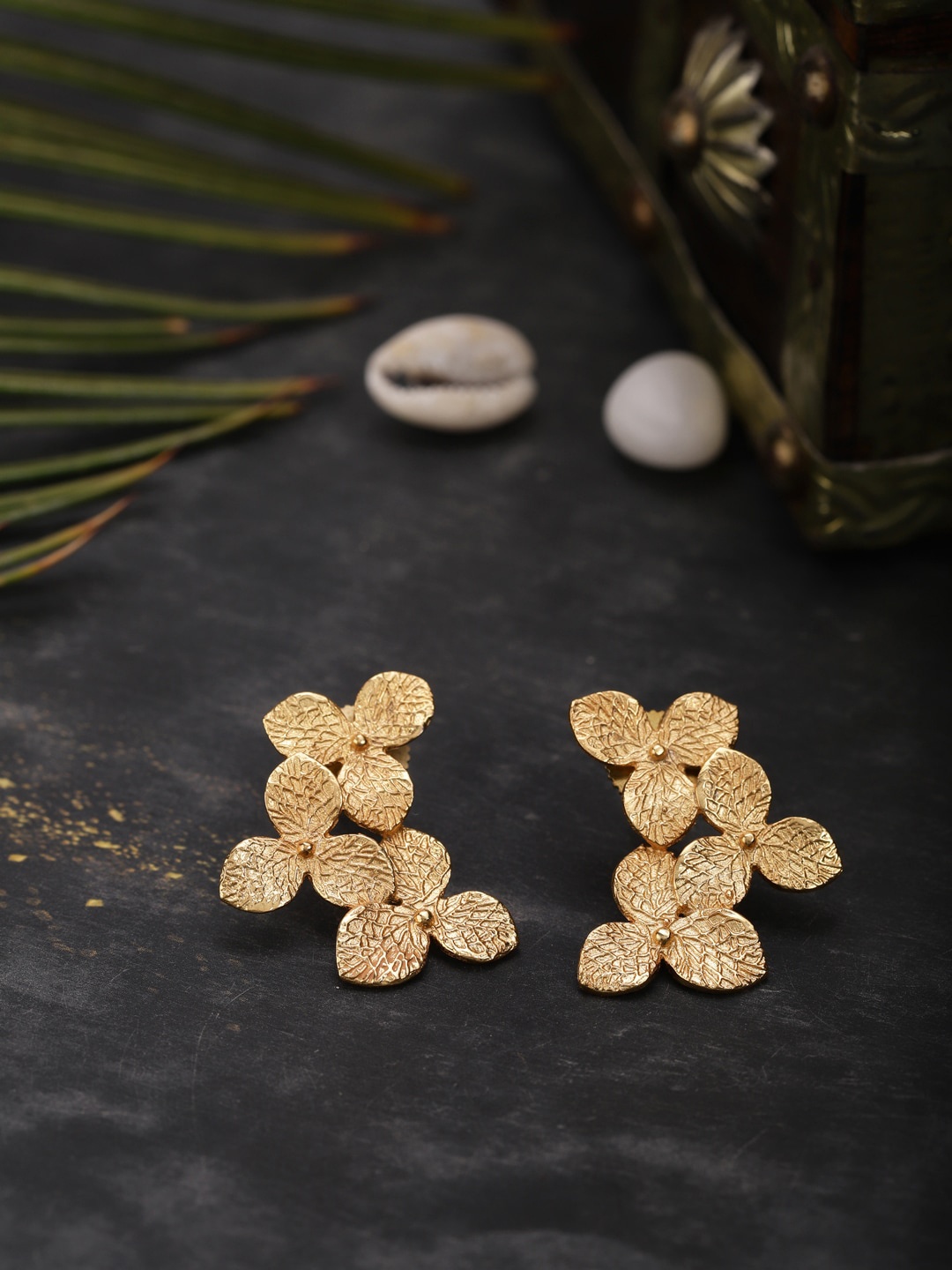 

Berserk Gold-Toned Floral Drop Earrings