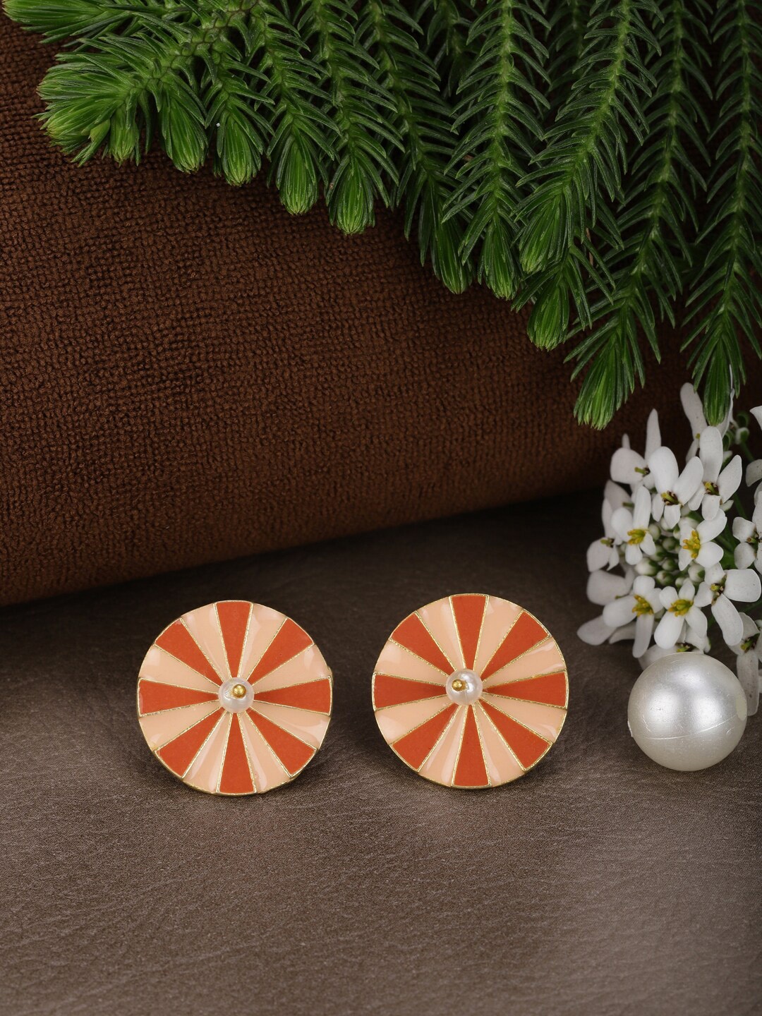 Berserk Peach-Coloured Circular Studs Earrings