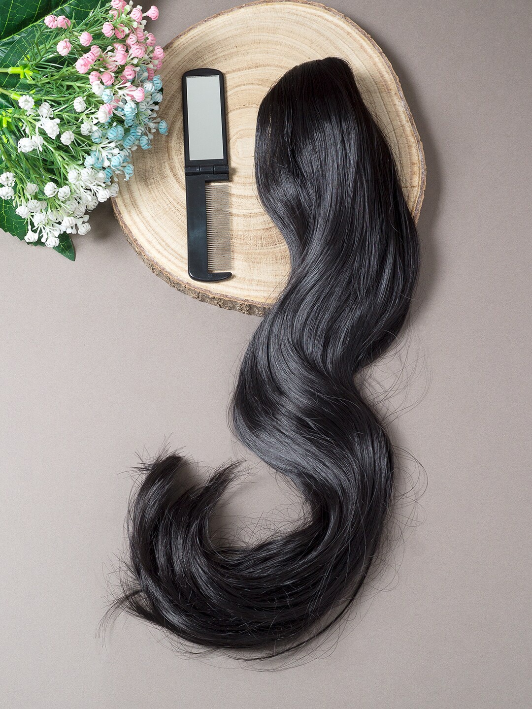

Golden Peacock Women Black Hair Extension With Claw Clip Ponytail Holders
