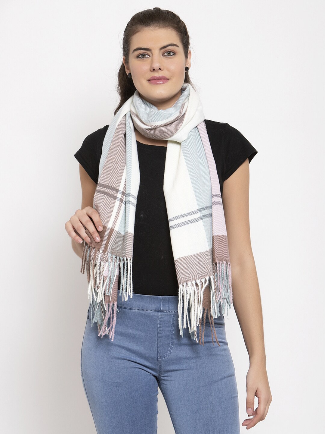 

LOOM LEGACY Women Grey & White Striped Stole