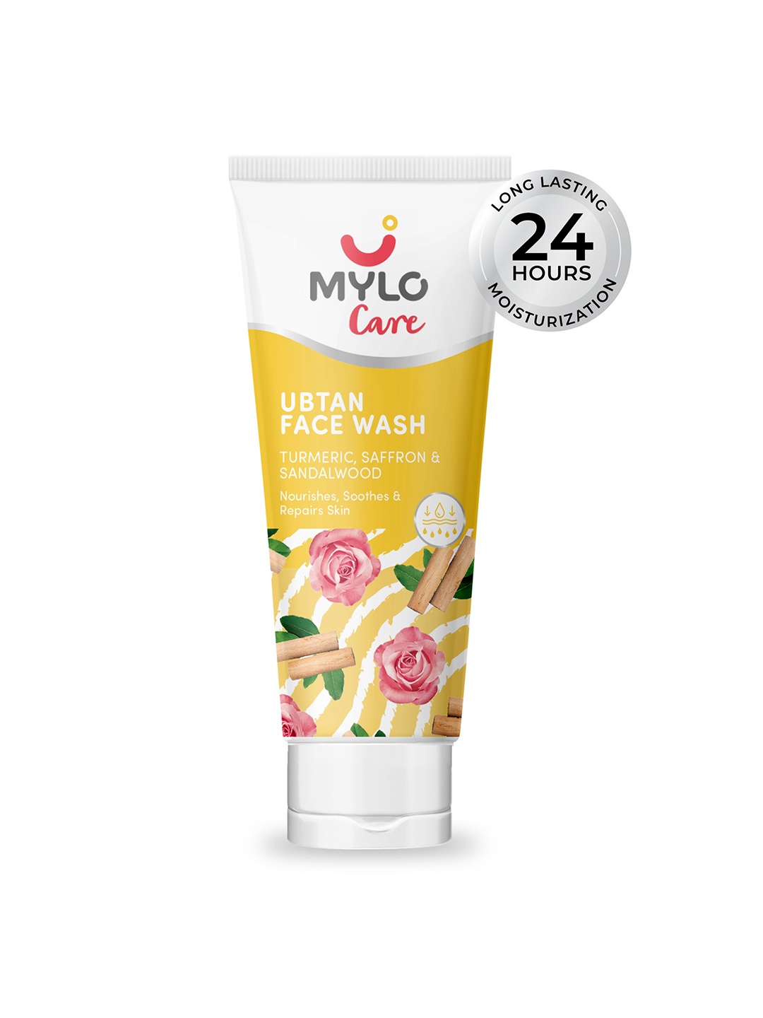 

Mylo Ubtan Face Wash with Saffron Nalpamaradi Oil & Turmeric 100 ml, White