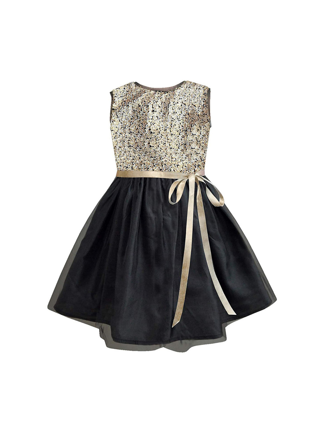 

A T U N Girls Silver-Toned Embellished Net Dress