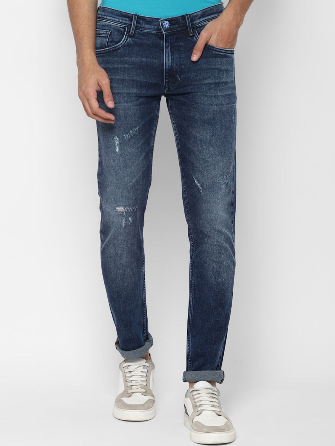 

Allen Solly Men Navy Blue Skinny Fit Low Distress Heavy Fade Stretchable Jeans