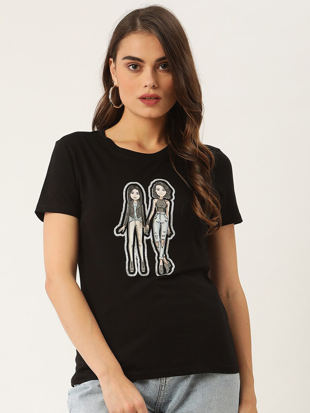

KENDALL & KYLIE Women Black Printed T-shirt