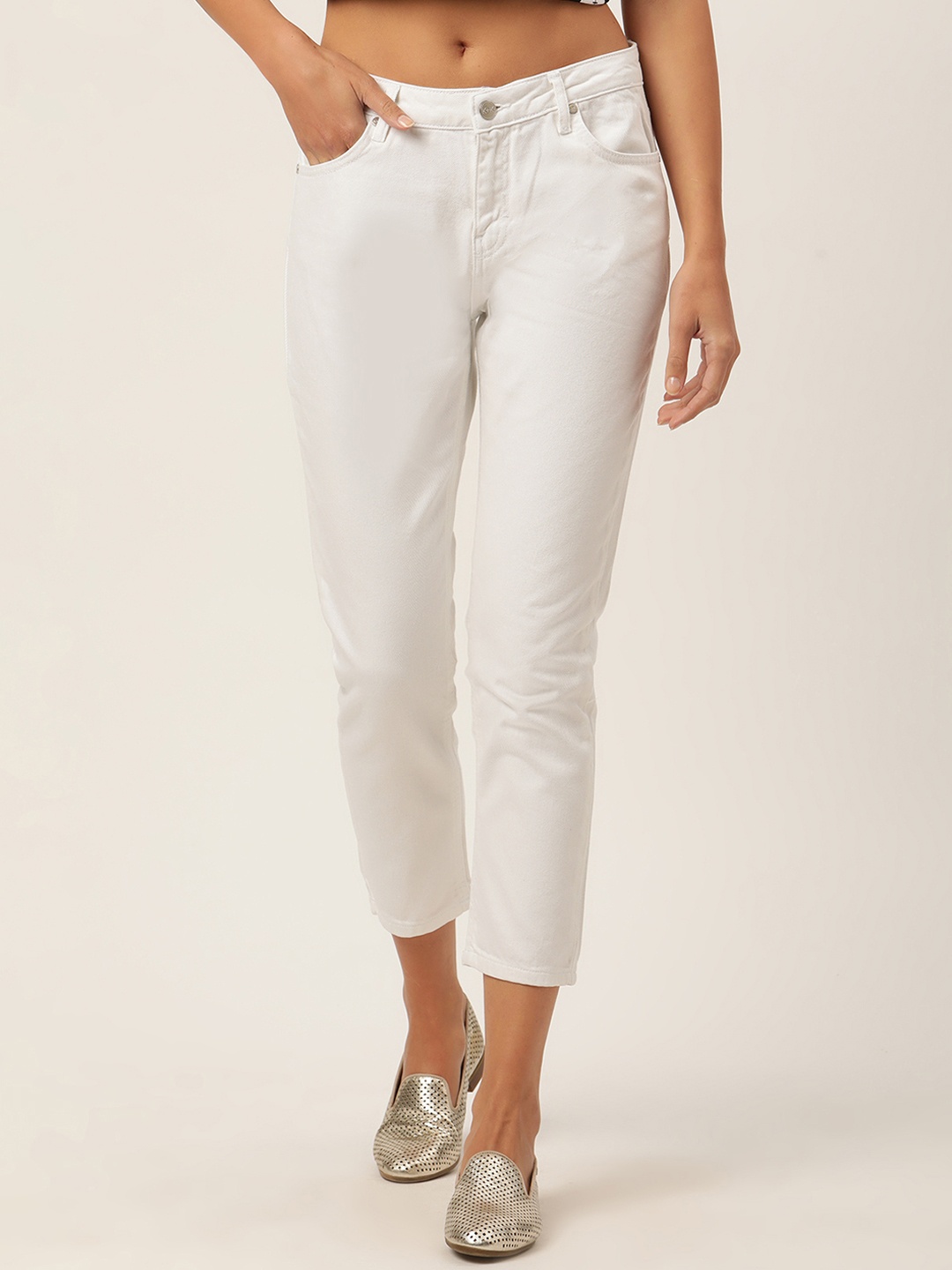 

KENDALL & KYLIE Women White Slim Fit Pure Cotton Jeans