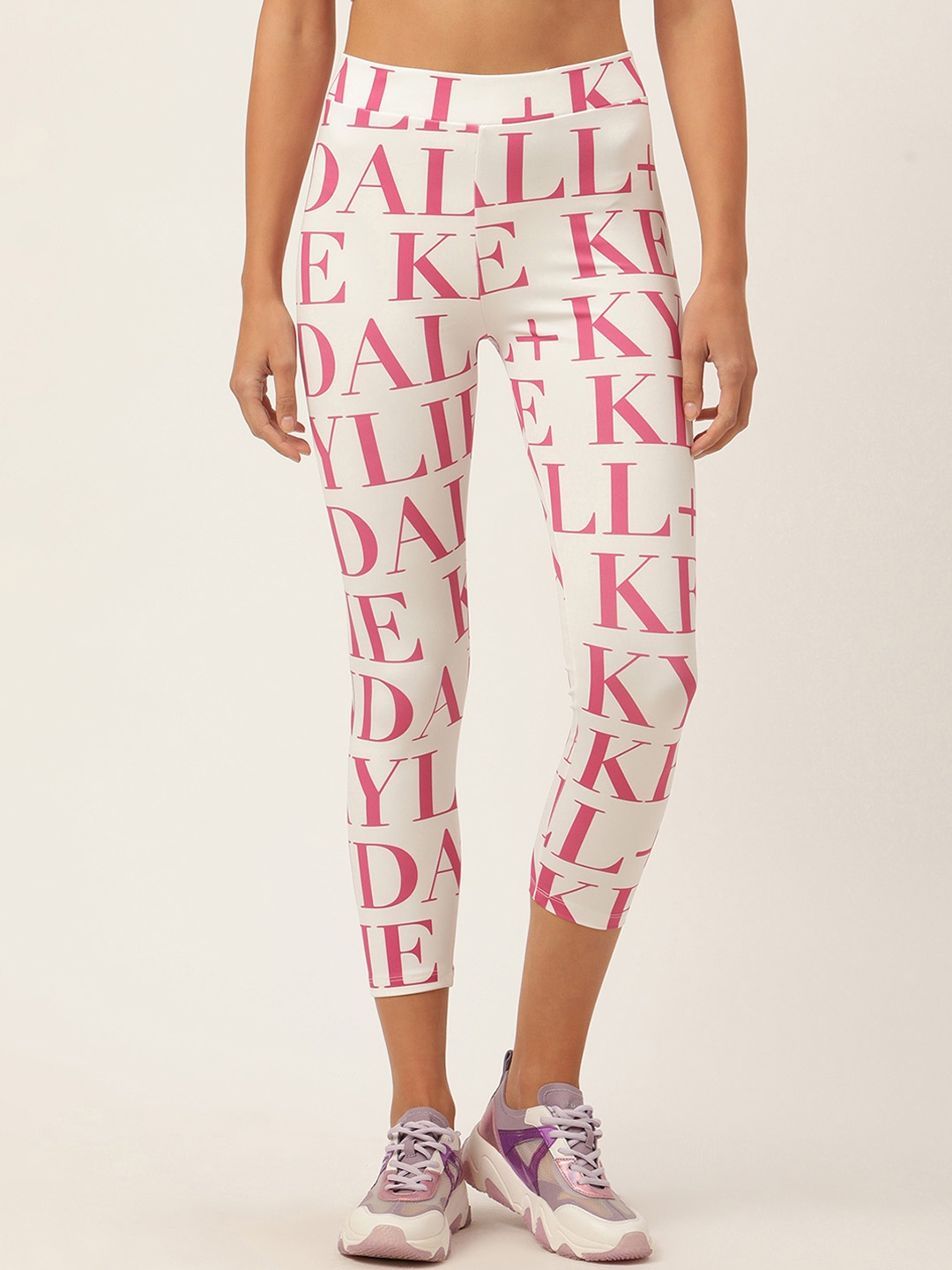 

KENDALL & KYLIE Women Printed Three- Fourth Legging, Off white