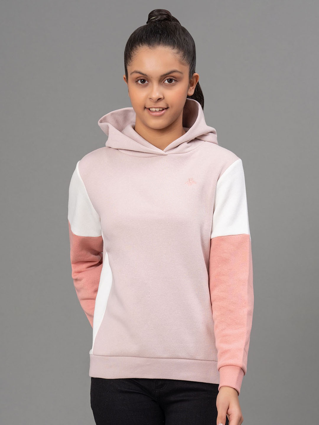 

Mode by Red Tape Girls Mauve Colourblocked Hooded Sweatshirt