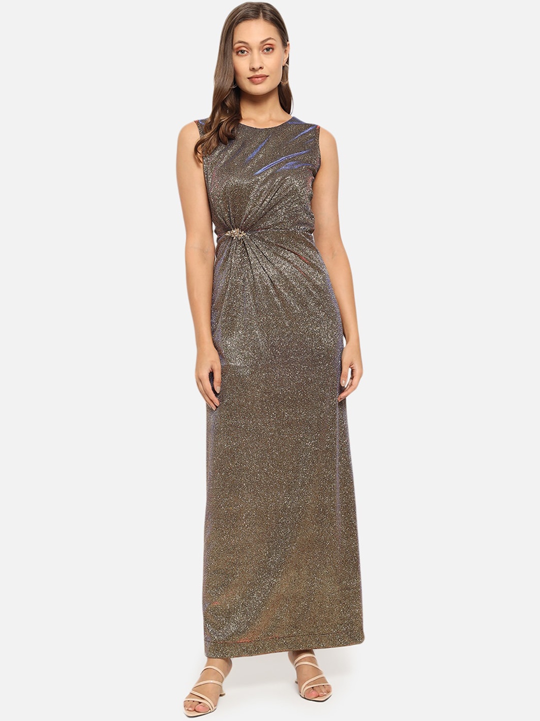 

Just Wow Gunmetal-Toned Maxi Dress, Metallic