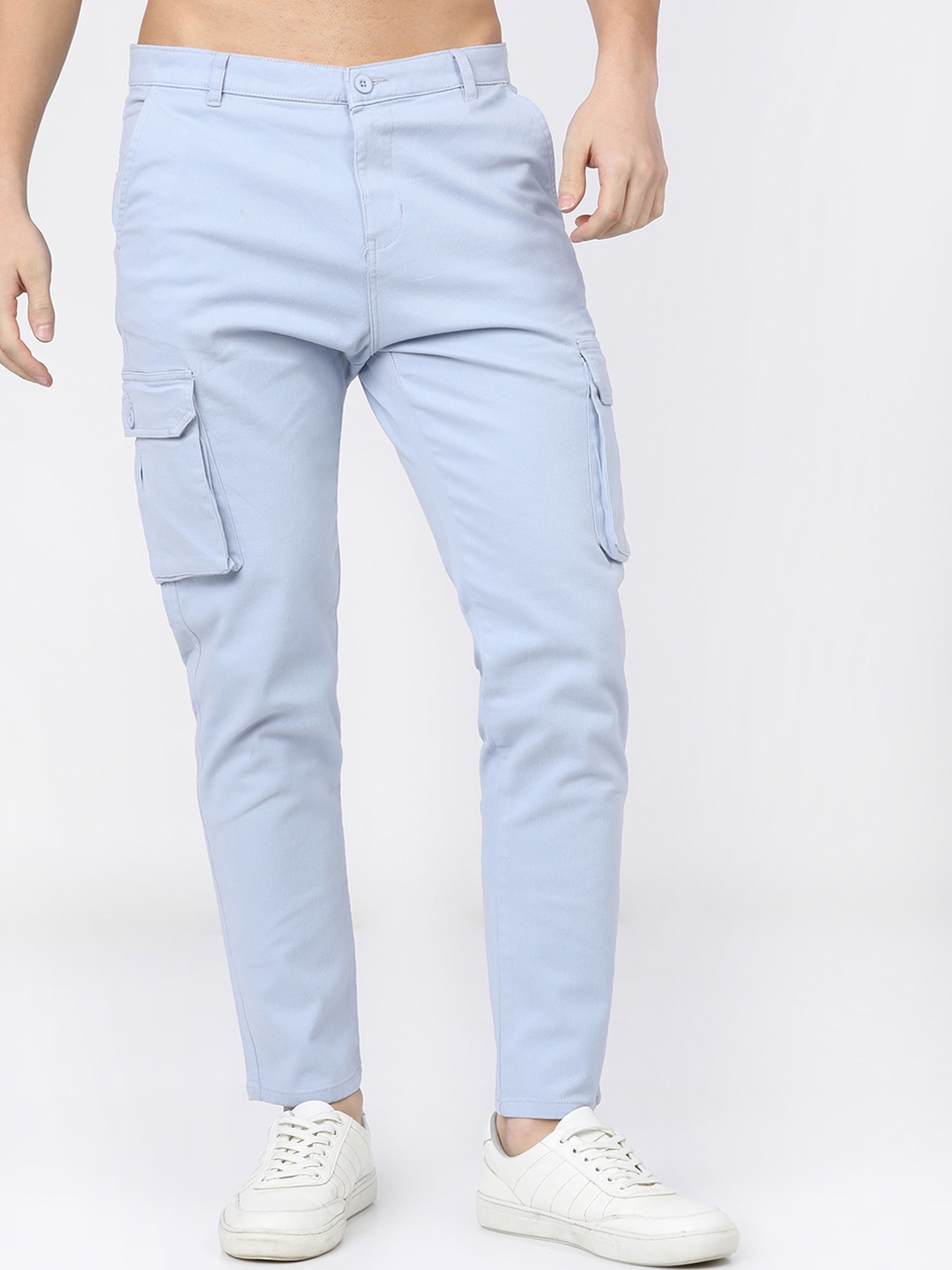 

HIGHLANDER Men Blue Slim Fit Easy Wash Cargos Trousers