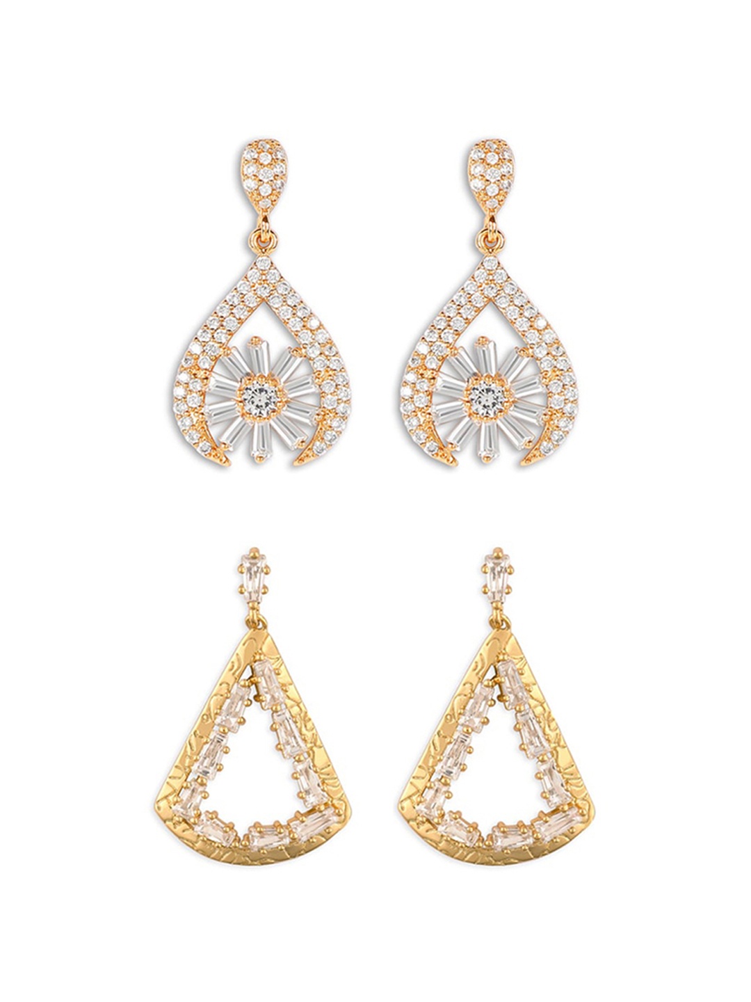 

ZINU Combo of 2 Gold-Toned Contemporary Drop Earrings