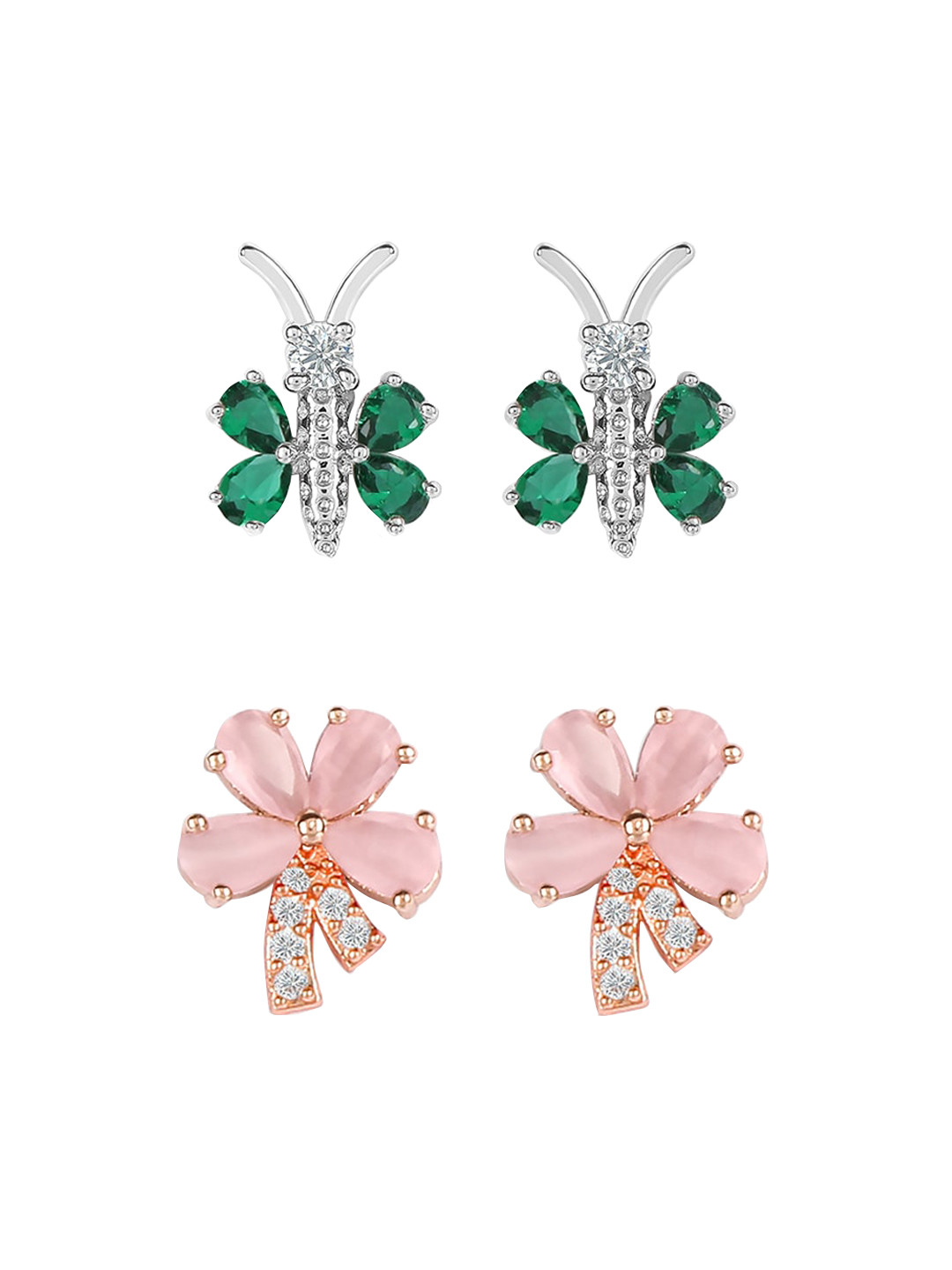 

ZINU Multicoloured Contemporary Studs Earrings, Multi