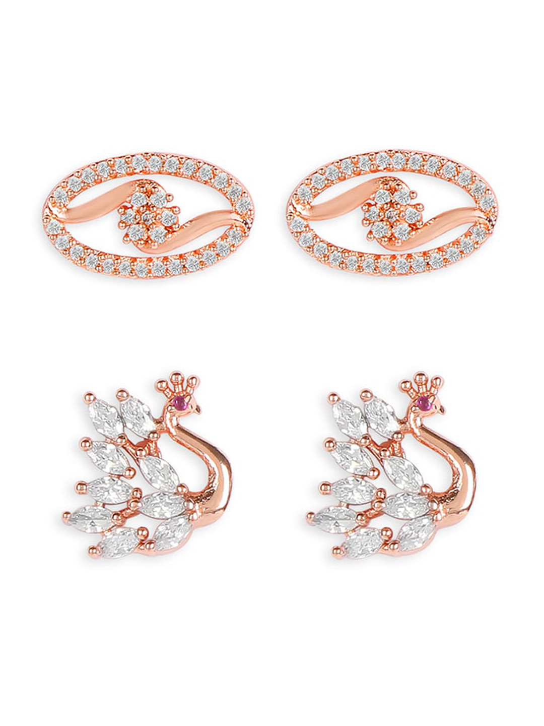 

ZINU Woman Combo of 2 Contemporary Studs Earrings, Multi