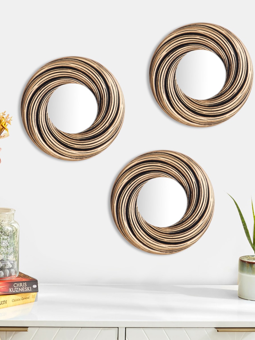 

Home Centre Set Of 3 Brown Corsica Wall Mount Mirror