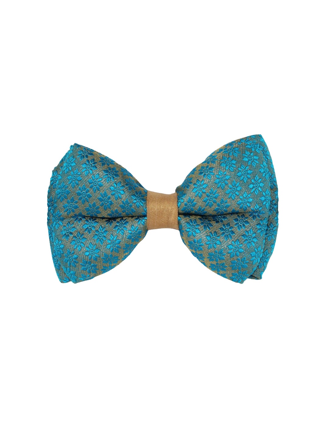 

LANA PAWS Blue & Gold-Toned Self Design Dog Bowtie