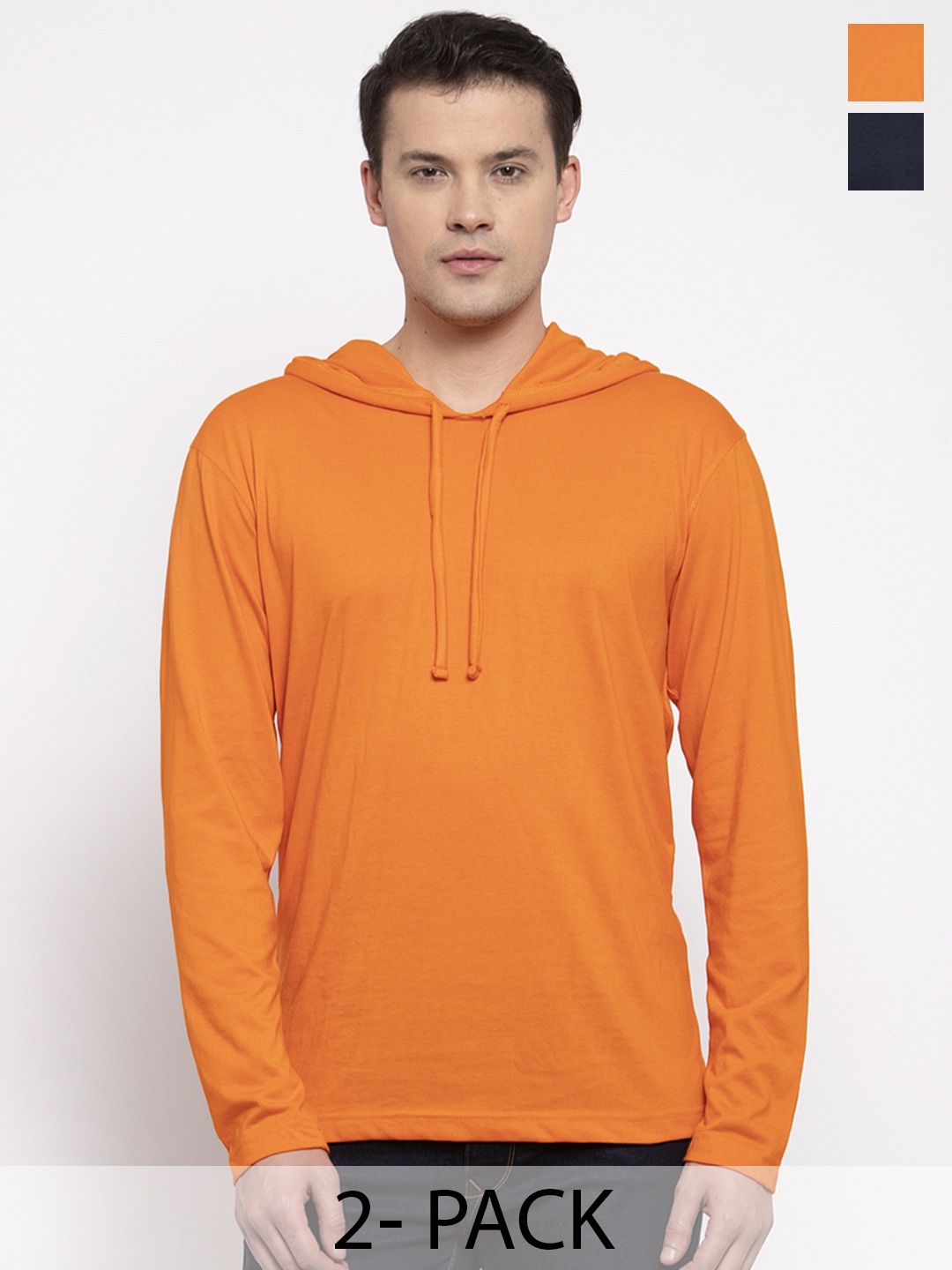 

Friskers Men Orange & Navy Blue 2 T-shirt
