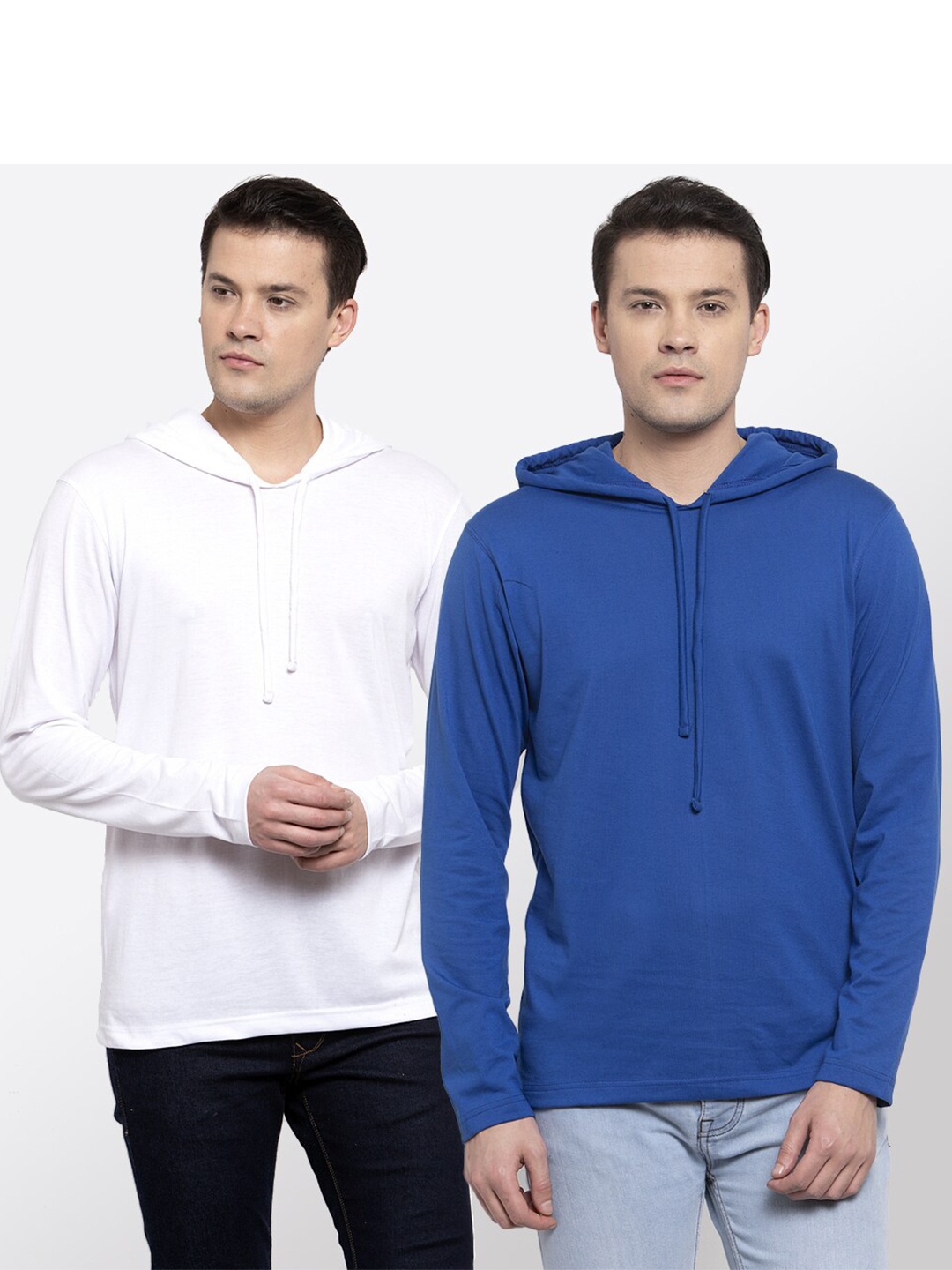

Friskers Pack of 2 Men White & Blue 2 Hooded T-shirt