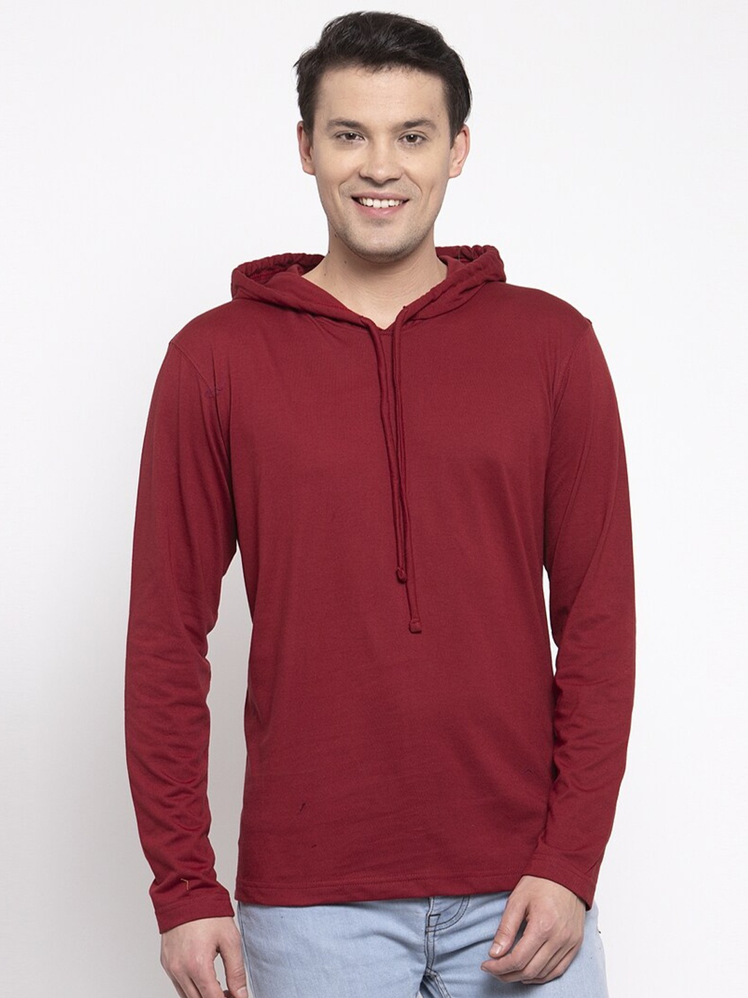 

Friskers Men Maroon Hooded T-shirt